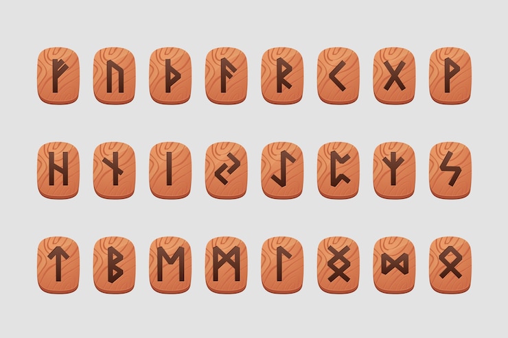 Vecteur gratuit alphabet runique viking dessiné à la main