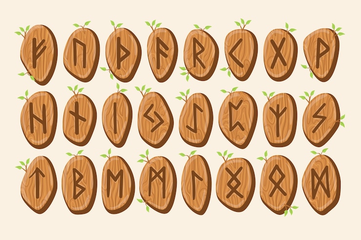 Vecteur gratuit alphabet runique viking dessiné à la main