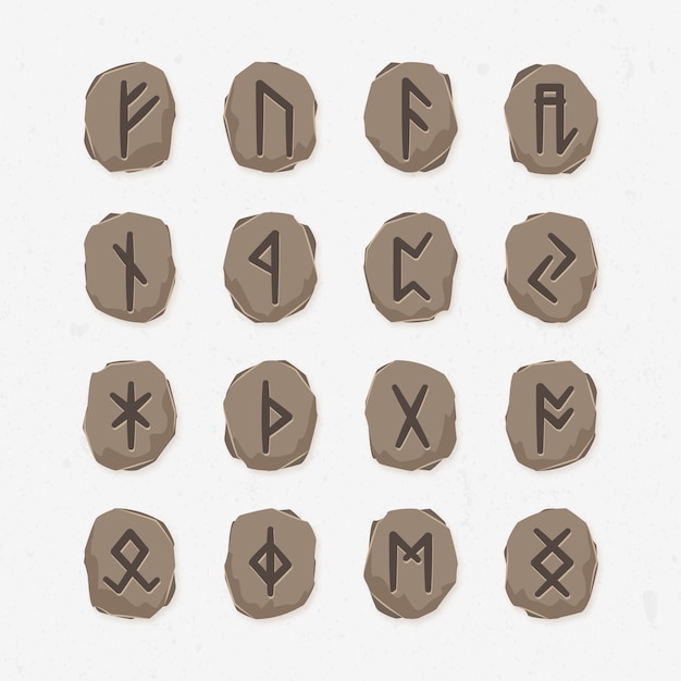 Vecteur gratuit alphabet runique viking dessiné à la main