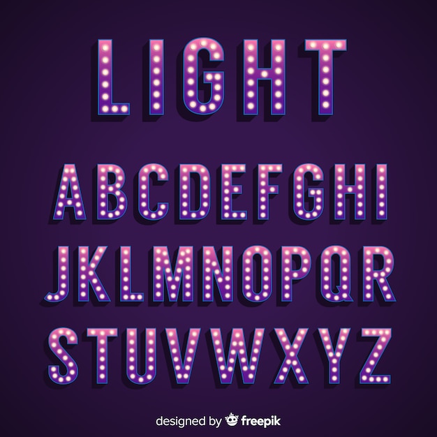 Alphabet de signe de lumière rétro
