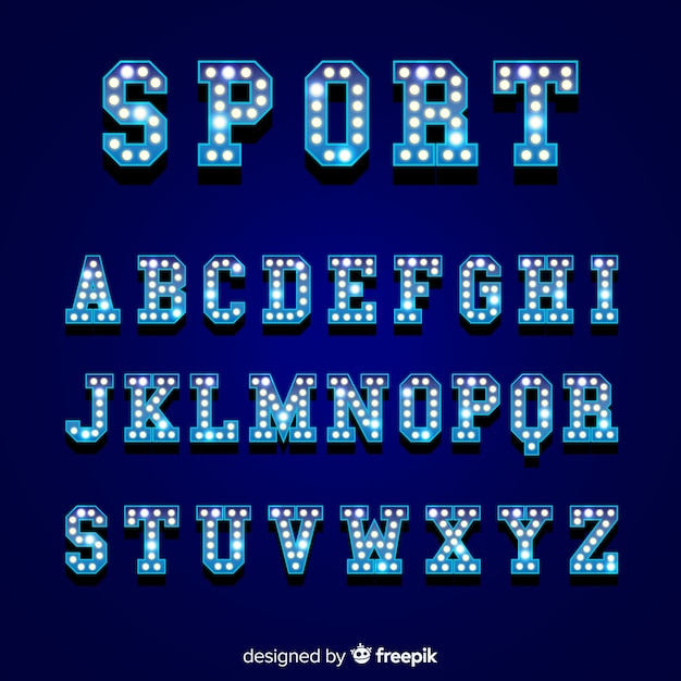 Vecteur gratuit alphabet de signe de lumière rétro