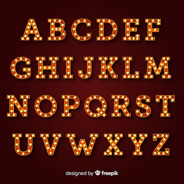 Alphabet signe lumineux dans le style vintage