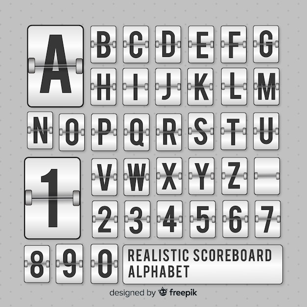 Vecteur gratuit alphabet de tableau de bord réaliste