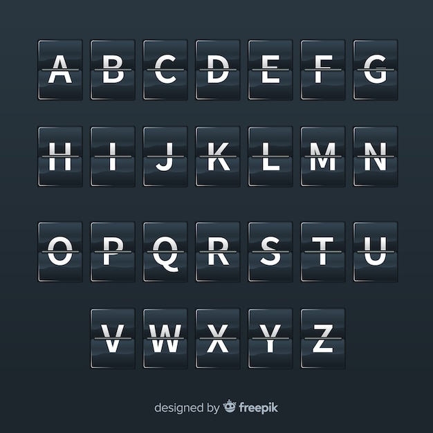 Vecteur gratuit alphabet de tableau de bord réaliste