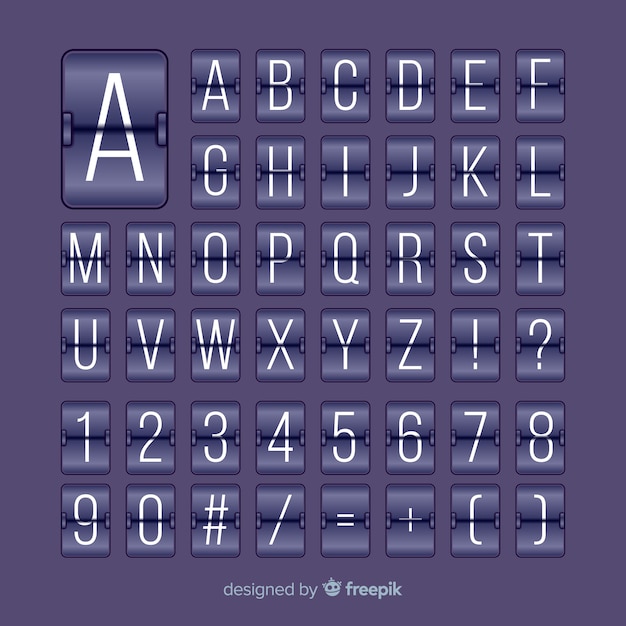 Vecteur gratuit alphabet de tableau de bord réaliste