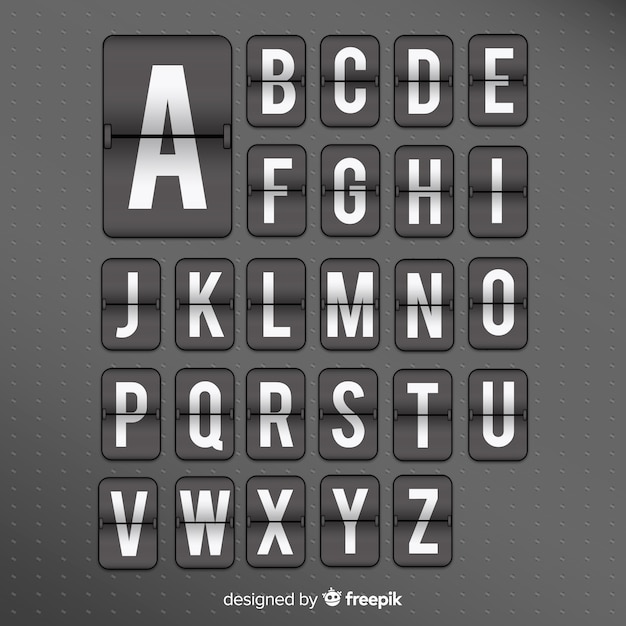 Vecteur gratuit alphabet de tableau de bord réaliste