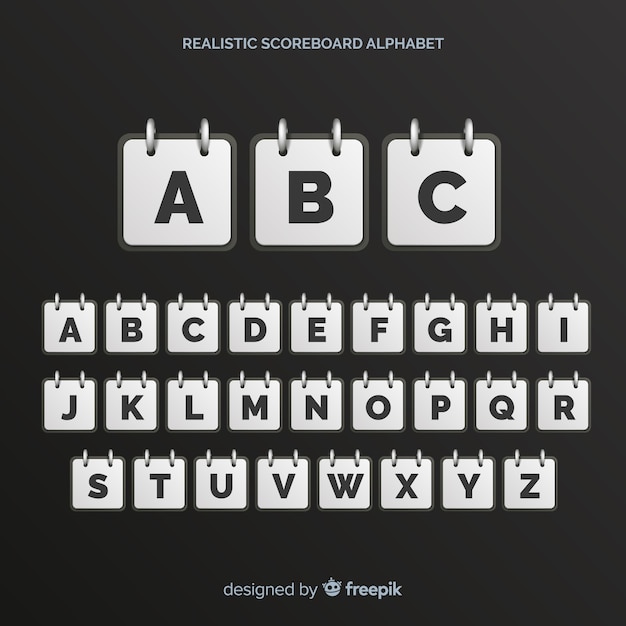 Vecteur gratuit alphabet de tableau de bord réaliste