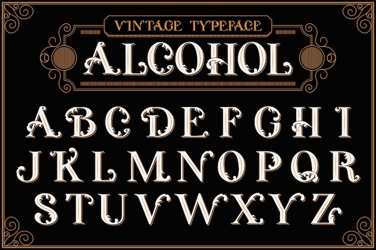 Vecteur gratuit alphabet vintage avec une composition de texte