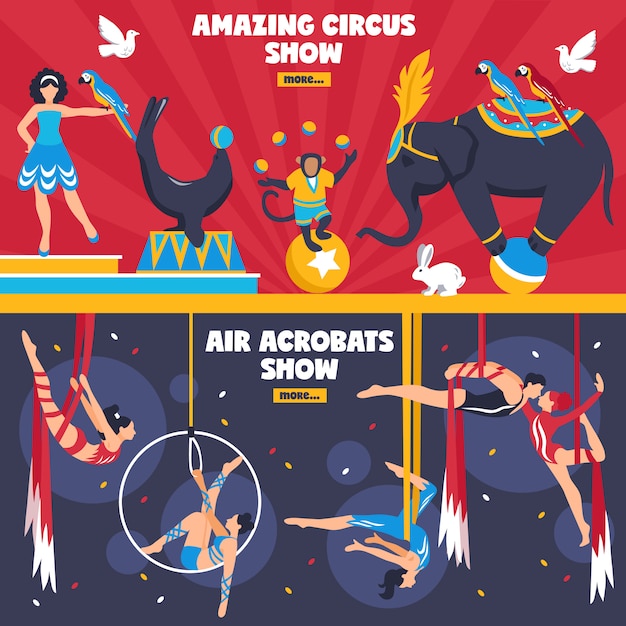 Vecteur gratuit amazing circus banners set