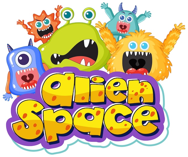 Vecteur gratuit amis mignons de personnage de dessin animé de monstre extraterrestre dans l'espace