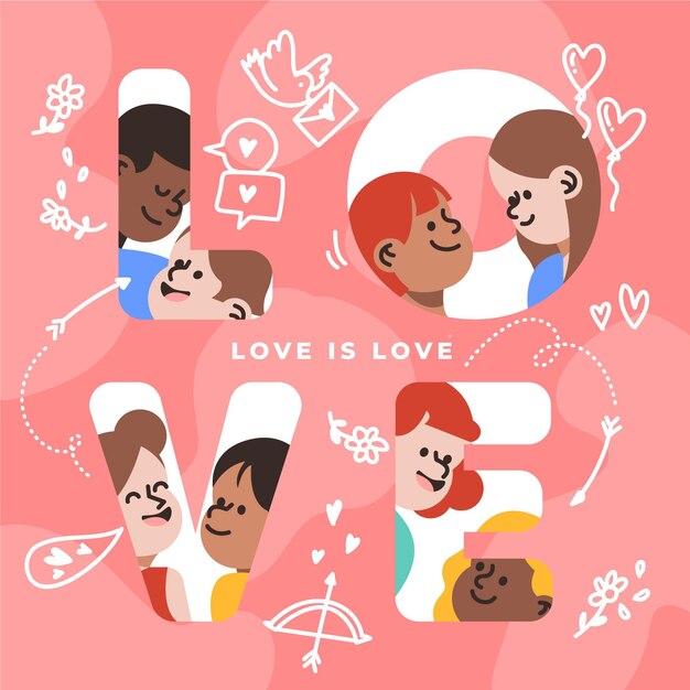 L'amour est le concept d'amour illustré