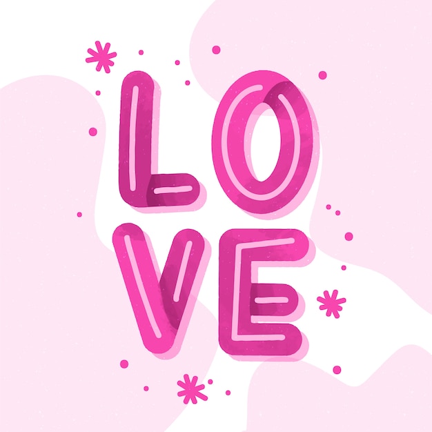 Vecteur gratuit amour lettrage design rose