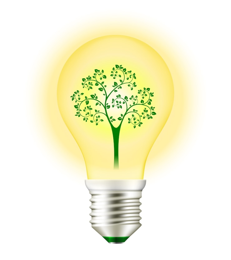 Vecteur gratuit ampoule avec arbre à l'intérieur