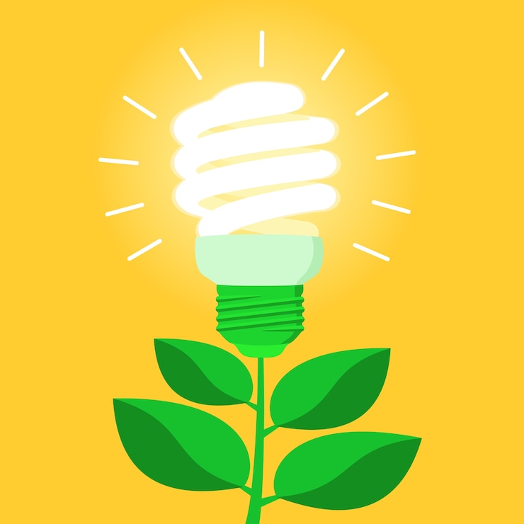 Vecteur gratuit ampoule cfl verte économiseuse d&#39;énergie