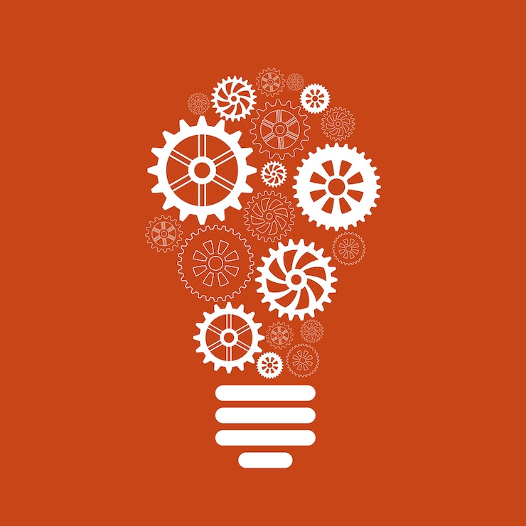 Vecteur gratuit ampoule du concept d & # 39; engrenages et pignons