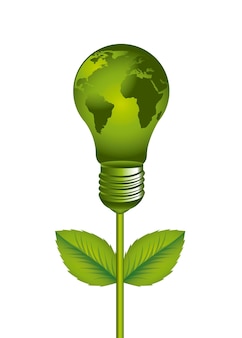 Ampoule électrique verte avec carte sur illustration vectorielle fond blanc