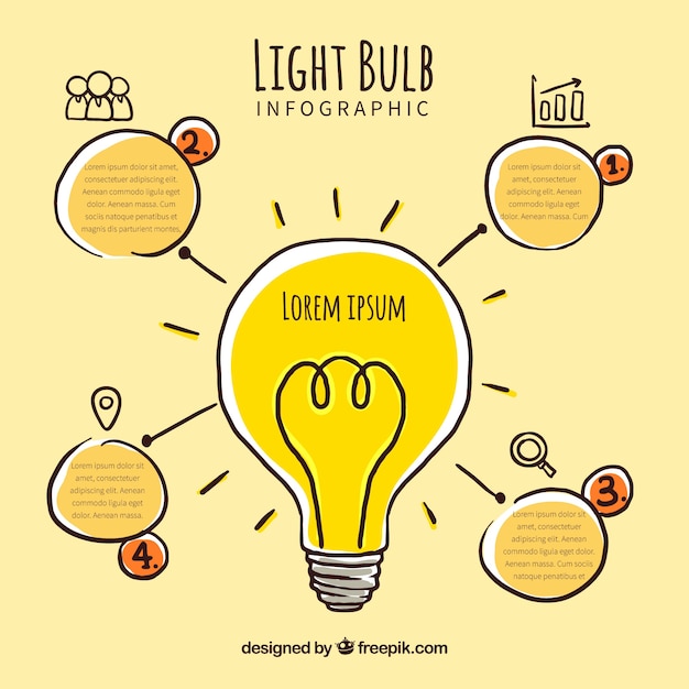 Vecteur gratuit ampoule infographique dans différentes couleurs