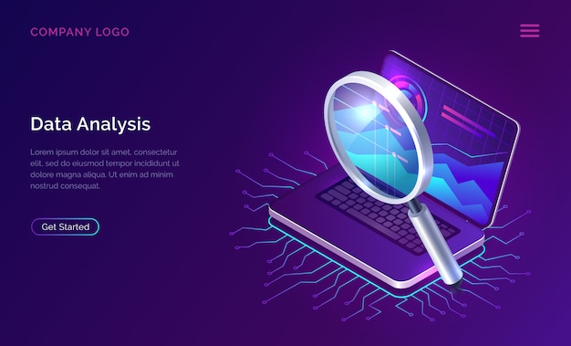 Vecteur gratuit analyse des données optimisation des moteurs de recherche isométrique