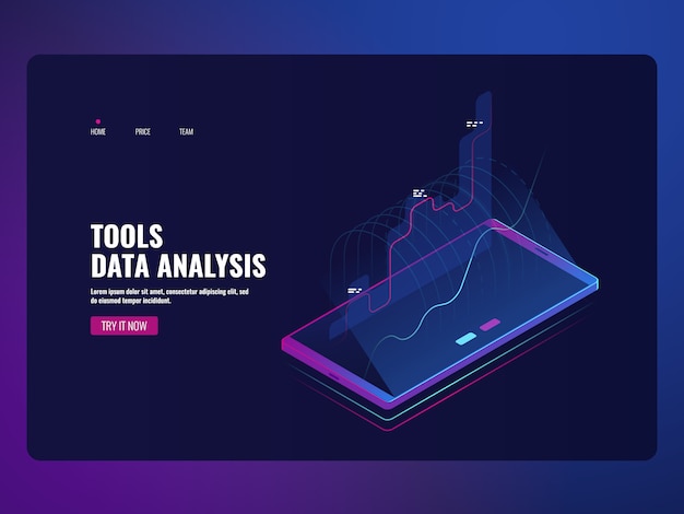 Analyse De Données De Service Mobile Et Statistique De L'information, Rapport Financier, Icône De Banque En Ligne