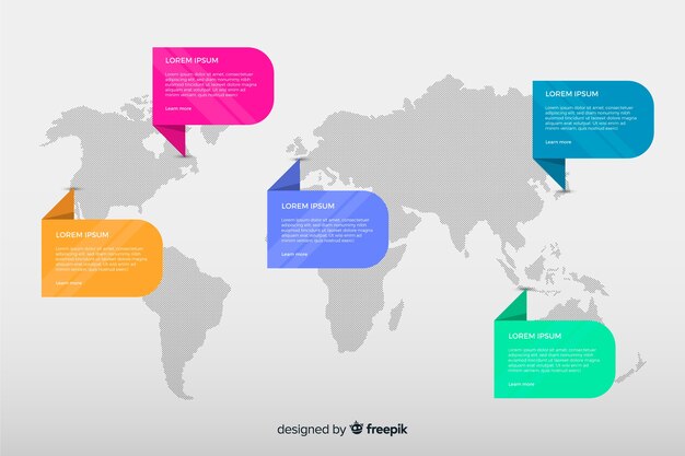 Vecteur gratuit analyse infographique de carte du monde plat