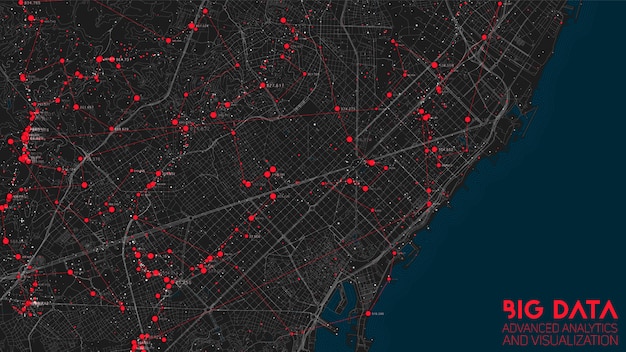 Vecteur gratuit analyse de la structure financière urbaine abstraite des mégadonnées