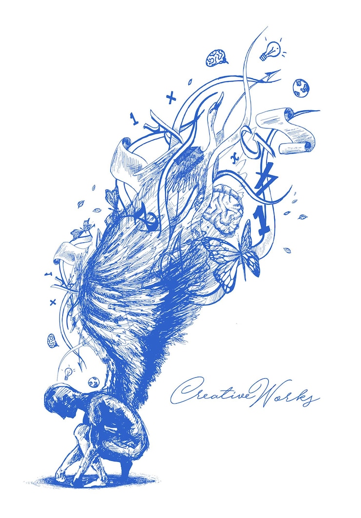 Vecteur gratuit ange créatif avec de longues ailes tshirt design illustration vectorielle de croquis dessinés à la main