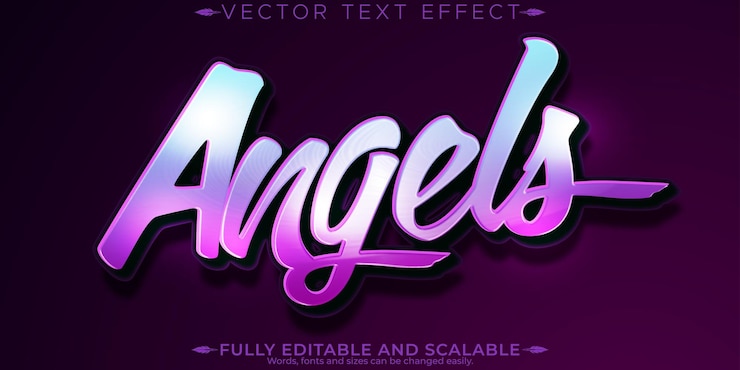Vecteur gratuit anges effet de texte modifiable filles modifiables et style de texte du ciel