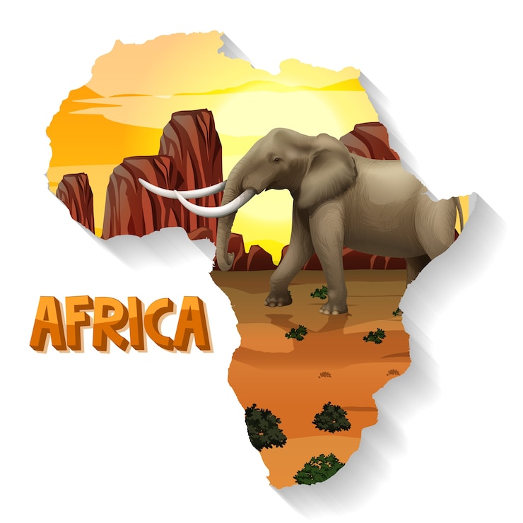 Vecteur gratuit animal d'afrique sauvage sur la carte