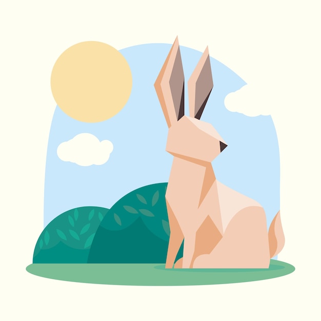 Vecteur gratuit animal lapin en paysage