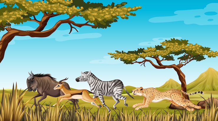 Vecteur gratuit animal sauvage qui court dans la nature