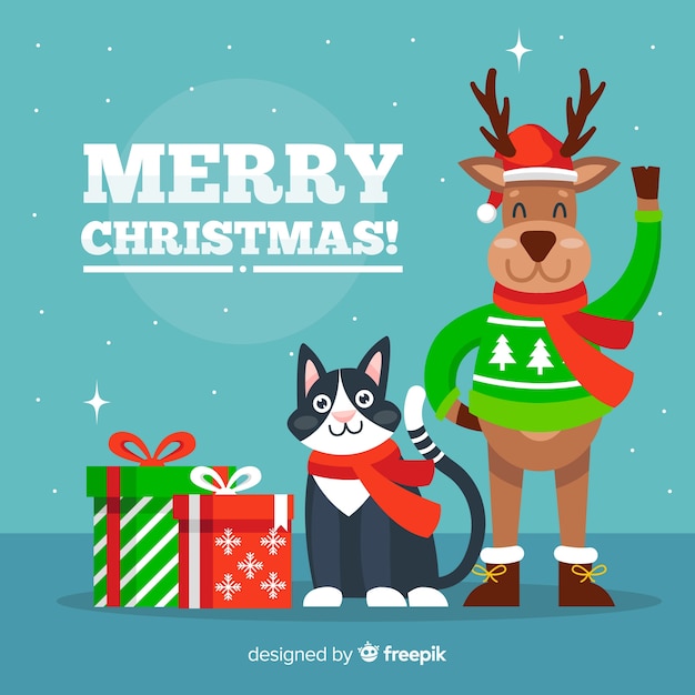 Vecteur gratuit animaux de noël