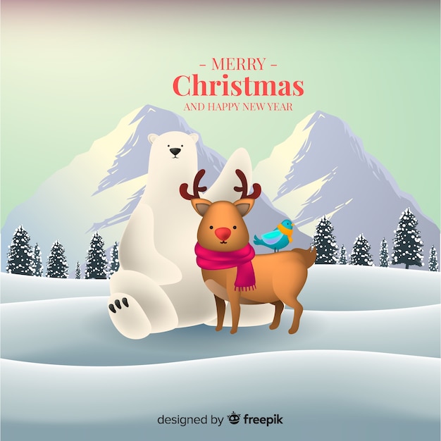 Vecteur gratuit animaux de noel