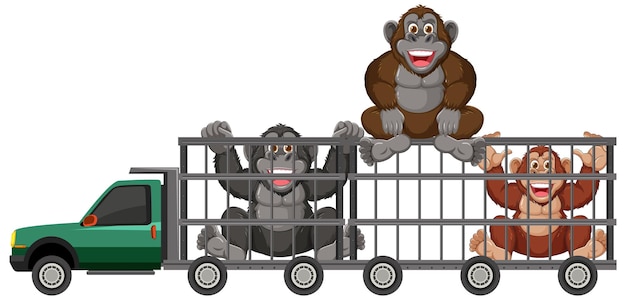 Vecteur gratuit les animaux transportés dans des camions à cages