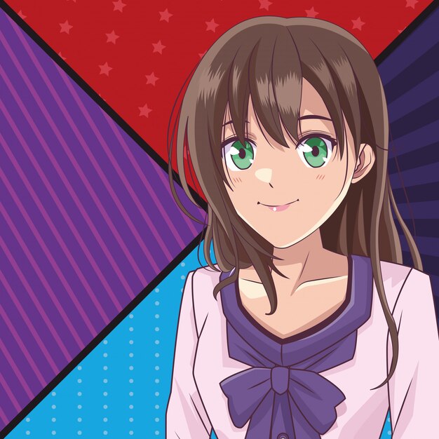Carte De Joyeux Anniversaire Avec Fille Kawaii Vecteur Premium