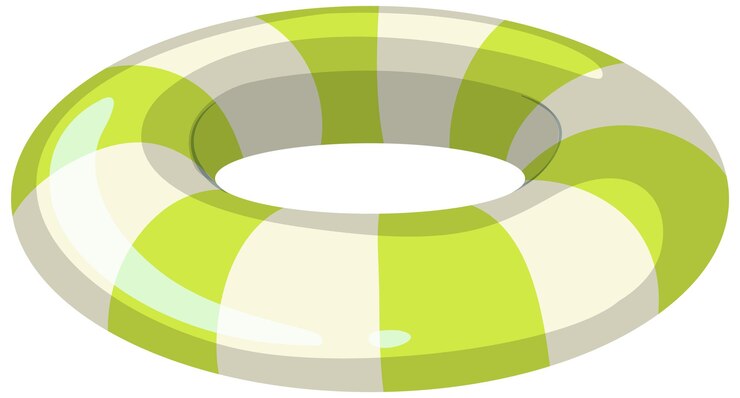Vecteur gratuit anneau de natation rayé vert et blanc isolé