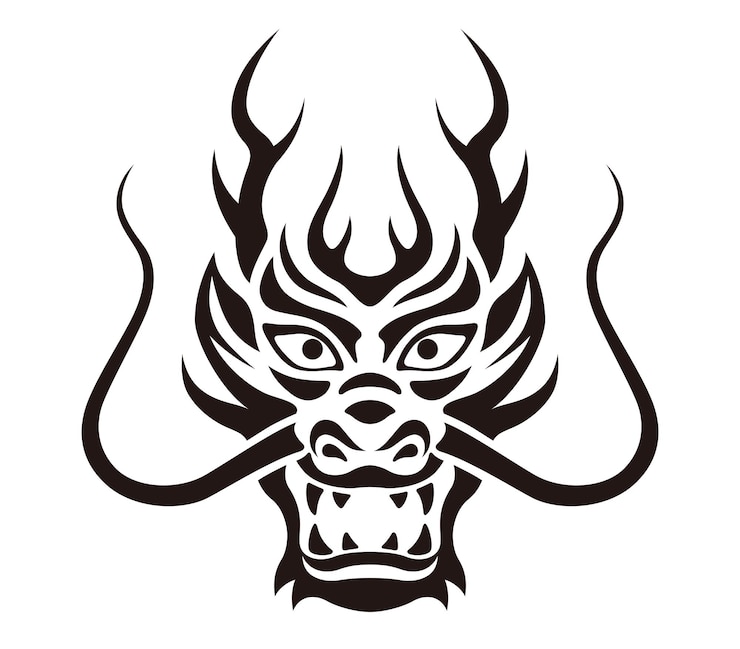 Vecteur gratuit année du dragon symbole du zodiaque vecteur noir et blanc isolé sur fond blanc
