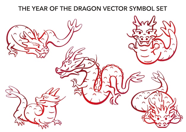 Vecteur gratuit l'année du dragon vector zodiac symbol illustration set isolé sur fond blanc