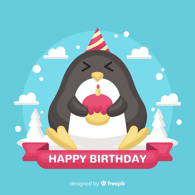 Vecteur gratuit anniversaire de pingouin