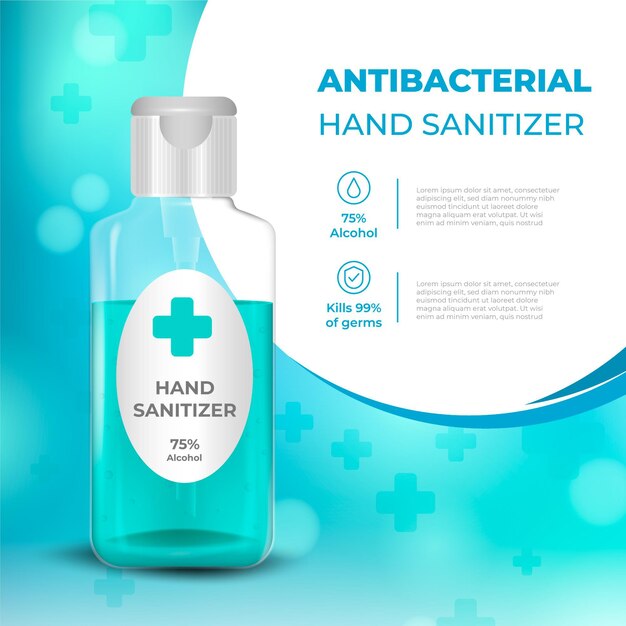 Annonce antibactérienne de désinfectant pour les mains réaliste