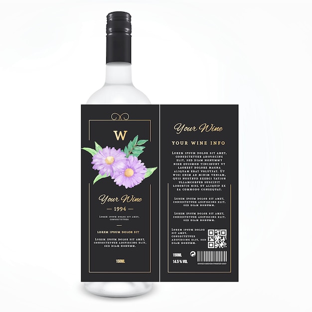 Vecteur gratuit annonce de boisson à étiquette de vin floral