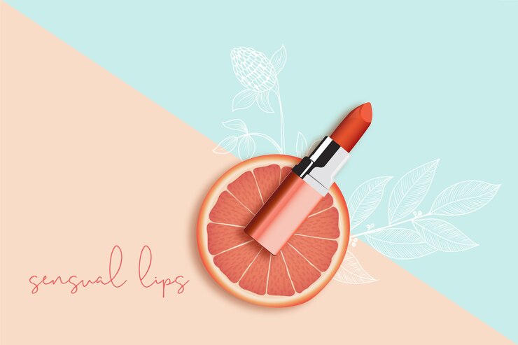 Vecteur gratuit annonce cosmétique de produit de rouge à lèvres