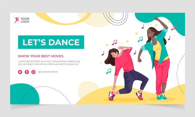 Vecteur gratuit annonce facebook dessinée à la main pour l'école de danse