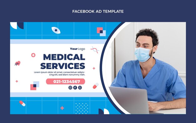 Annonce facebook médicale design plat