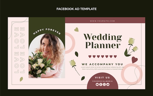 Vecteur gratuit annonce facebook de planificateur de mariage design plat
