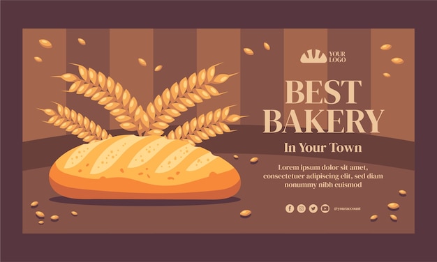 Vecteur gratuit annonce facebook plate dessinée à la main de boulangerie