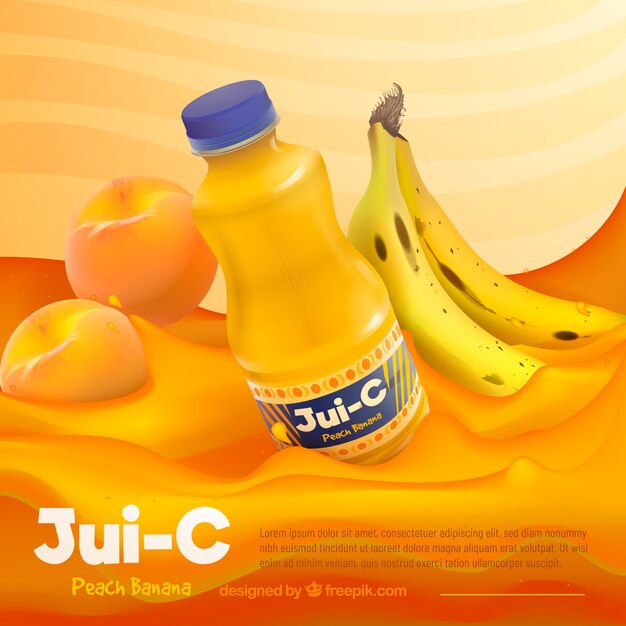 Annonce de jus de fruits rafraîchissant dans un style réaliste