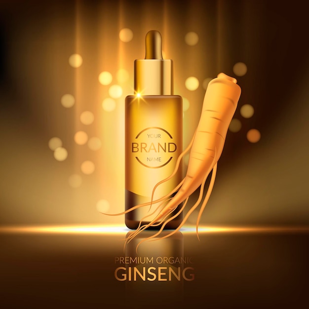 Vecteur gratuit annonce réaliste sur le ginseng