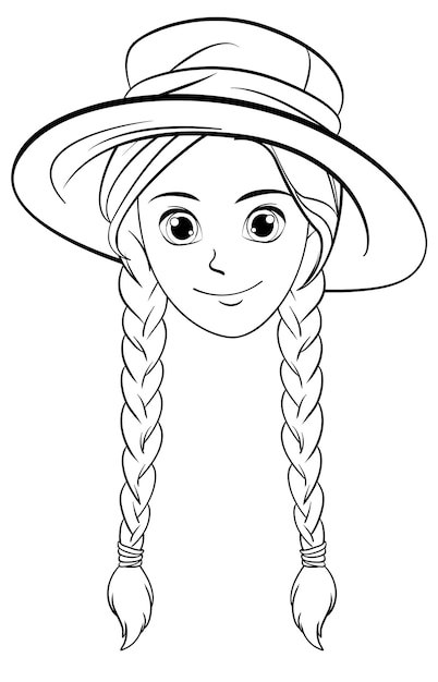 Vecteur gratuit aperçu de femme portant un chapeau avec une tresse