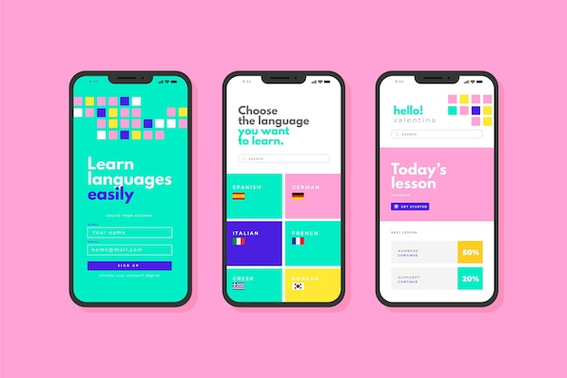 Vecteur gratuit app pour apprendre les langues