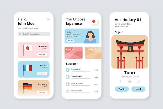 Vecteur gratuit app pour apprendre les langues